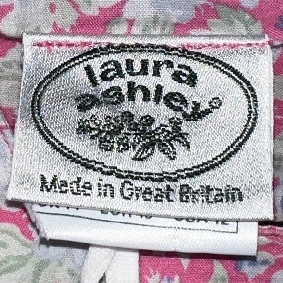 Vintage 80s Laura Ashley Long Sleeve Pink Floral Cotton Midi Dress Size 12 - Picture 6 of 10